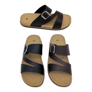 Men's Black and Brown Sandals